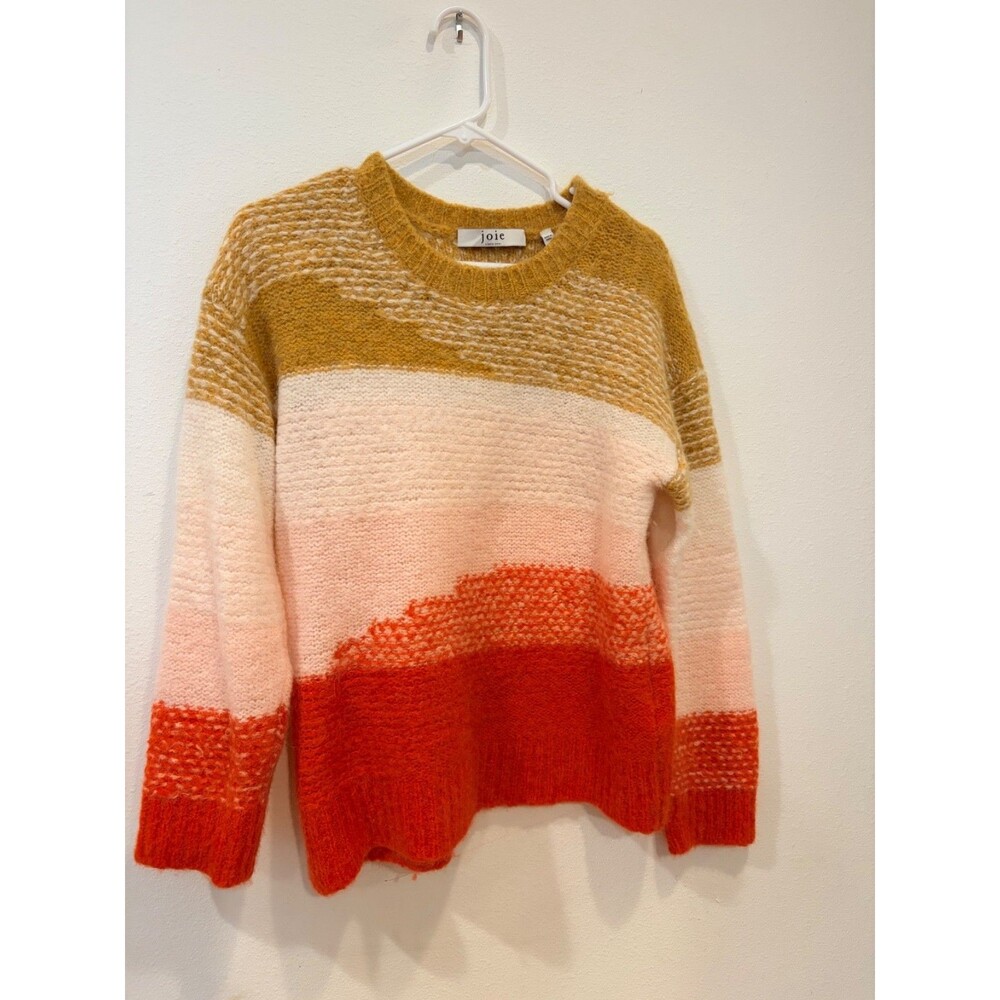 Joie Women’s S Wool Alpaca Sweater Colorblock Orange Mustard Crewneck